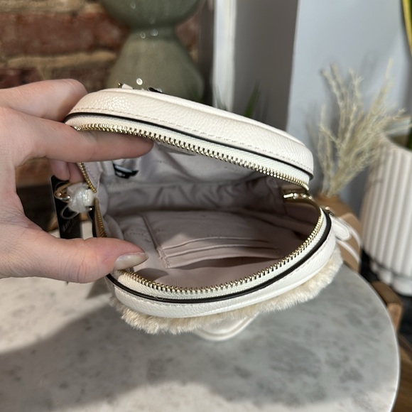 KATE SPADE ROSIE FAUX SHEARLING NORTH SOUTH ZIP PHONE CROSSBODY - Picture 14 of 17